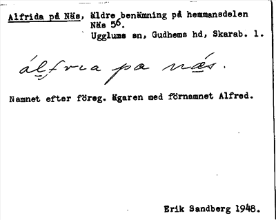 Bild på arkivkortet för arkivposten Alfrida på Näs
