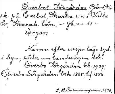 Bild på arkivkortet för arkivposten Överbol Sörgården
