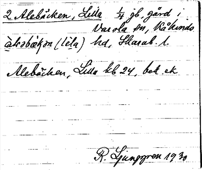 Bild på arkivkortet för arkivposten Alebäcken, Lilla
