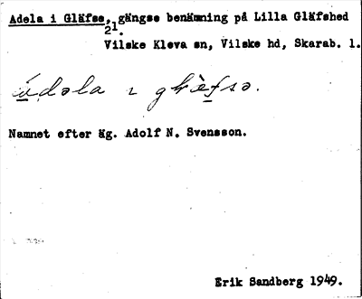 Bild på arkivkortet för arkivposten Adela i Gläfse