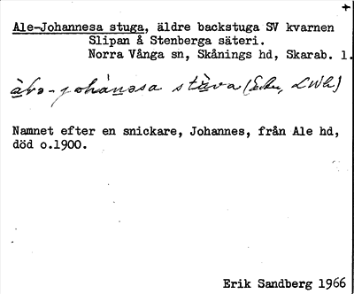 Bild på arkivkortet för arkivposten Ale-Johannesa stuga