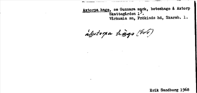 Bild på arkivkortet för arkivposten Axtorpa hage