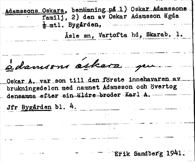 Bild på arkivkortet för arkivposten Adamssons Oskara