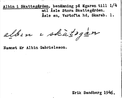 Bild på arkivkortet för arkivposten Albin i Skattegården