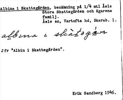 Bild på arkivkortet för arkivposten Albina i Skattegården