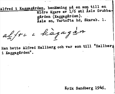 Bild på arkivkortet för arkivposten Alfred i Kaggagården