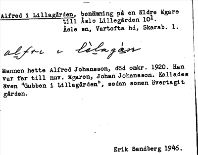Bild på arkivkortet för arkivposten Alfred i Lillagården
