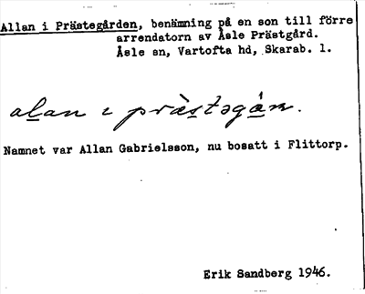 Bild på arkivkortet för arkivposten Allan i Prästegården