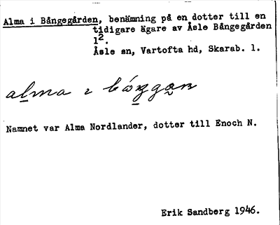 Bild på arkivkortet för arkivposten Alma i Bångsgården