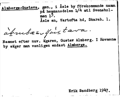 Bild på arkivkortet för arkivposten Almbergs-Gustava