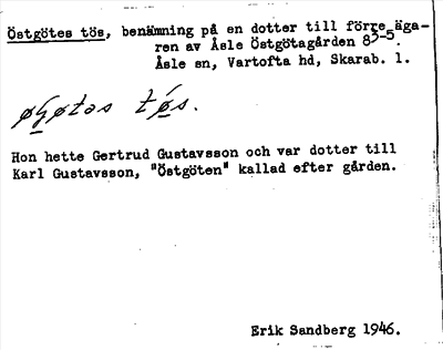 Bild på arkivkortet för arkivposten Östgötes tös
