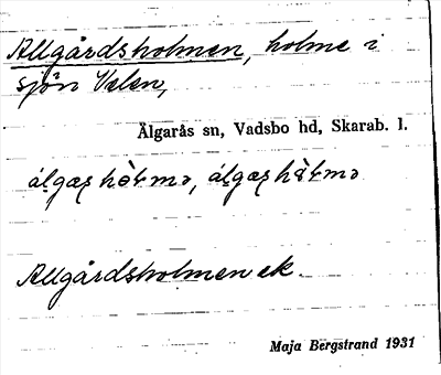 Bild på arkivkortet för arkivposten Allgårdsholmen