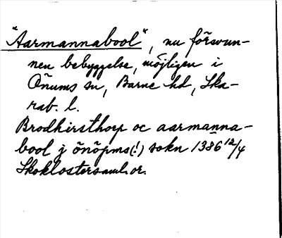 Bild på arkivkortet för arkivposten »Aarmannabool»
