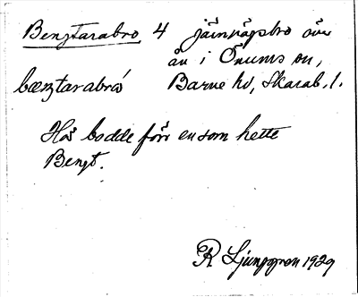 Bild på arkivkortet för arkivposten Bengtarabro