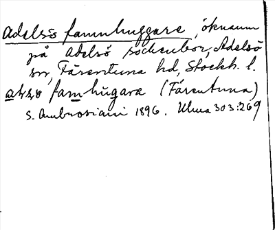 Bild på arkivkortet för arkivposten Adelsö famnhuggare