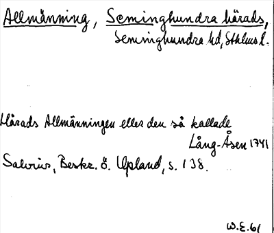 Bild på arkivkortet för arkivposten Allmänning, Seminghundra härads