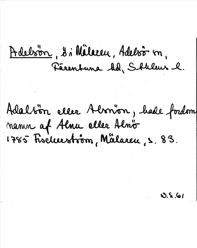 Bild på arkivkortet för arkivposten Adelön