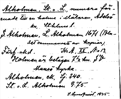 Bild på arkivkortet för arkivposten Alholmen, St. o. L.