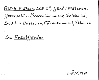 Bild på arkivkortet för arkivposten Biörk Fiählen, se Prästfjärden