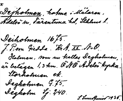 Bild på arkivkortet för arkivposten *Dejholmen