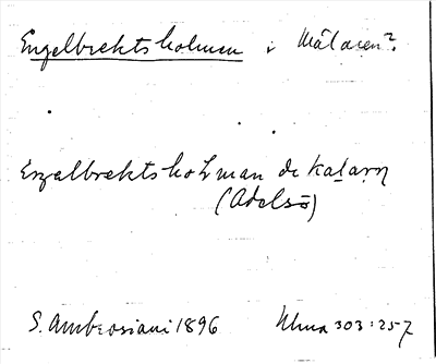 Bild på arkivkortet för arkivposten Engelbrektsholmen