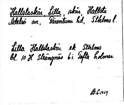Bild på arkivkortet för arkivposten Hallstaskär, Lilla