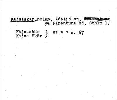 Bild på arkivkortet för arkivposten Kajsaskär