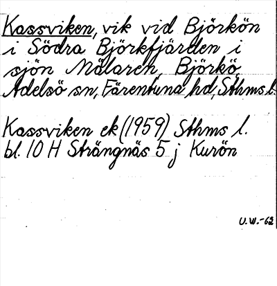 Bild på arkivkortet för arkivposten Kassviken