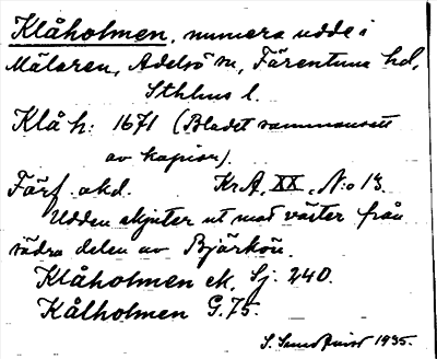 Bild på arkivkortet för arkivposten Klåholmen