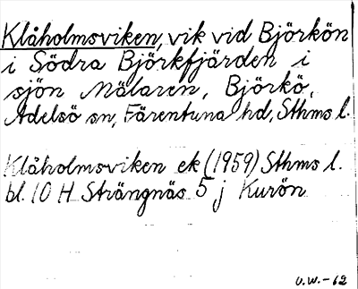 Bild på arkivkortet för arkivposten Klåholmsviken