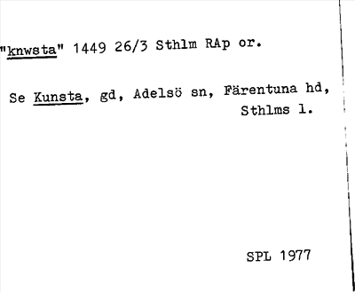 Bild på arkivkortet för arkivposten »knwsta», se Kunsta