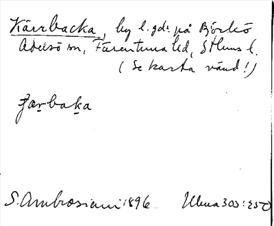 Bild på arkivkortet för arkivposten Kärrbacka