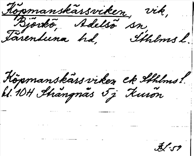 Bild på arkivkortet för arkivposten Köpmanskärsviken