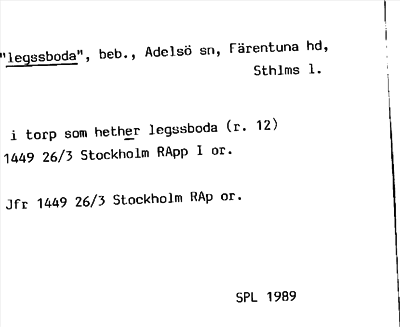 Bild på arkivkortet för arkivposten »legssboda»