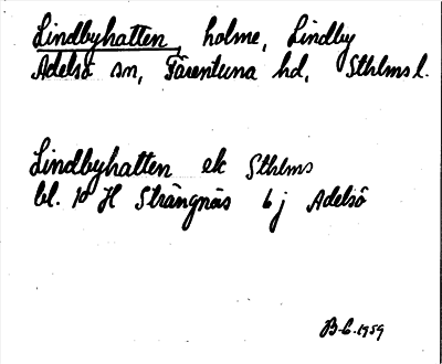 Bild på arkivkortet för arkivposten Lindbyhatten