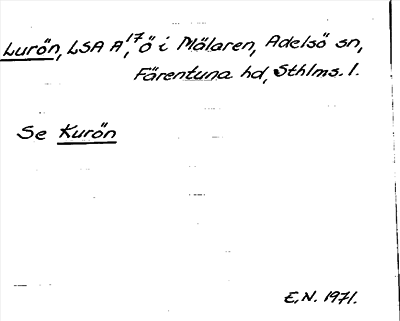 Bild på arkivkortet för arkivposten Lurön, se Kurön