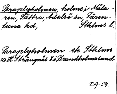 Bild på arkivkortet för arkivposten Paraplyholmen