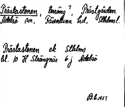 Bild på arkivkortet för arkivposten Prästastenen