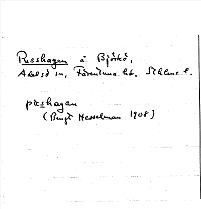 Bild på arkivkortet för arkivposten Pusshagen