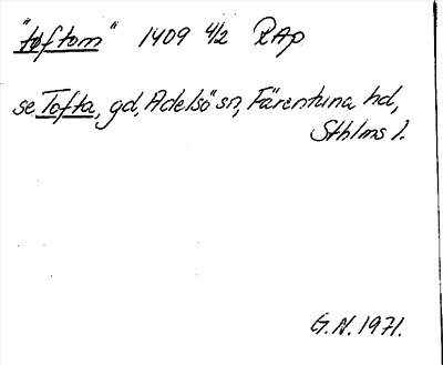 Bild på arkivkortet för arkivposten »tøftom», se Tofta