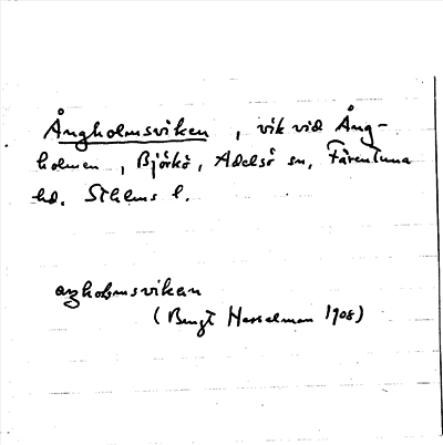 Bild på arkivkortet för arkivposten Ångholmsviken