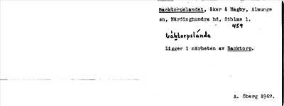 Bild på arkivkortet för arkivposten Backtorpslandet