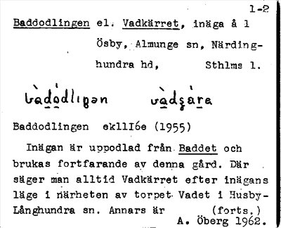 Bild på arkivkortet för arkivposten Baddodlingen el. Vadkärret