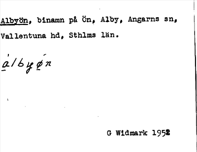 Bild på arkivkortet för arkivposten Albyön