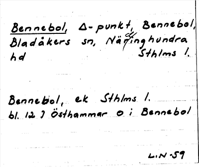 Bild på arkivkortet för arkivposten Bennebol