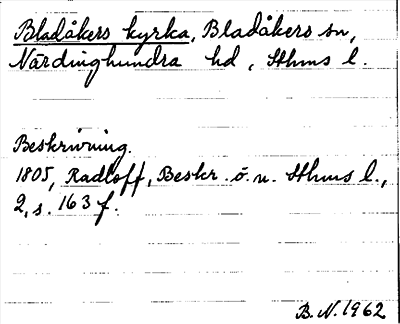 Bild på arkivkortet för arkivposten Bladåkers kyrka