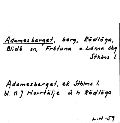 Bild på arkivkortet för arkivposten Adamesberget