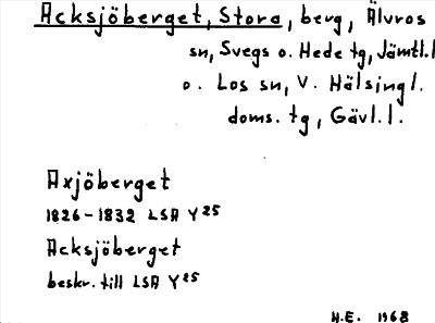 Bild på arkivkortet för arkivposten Acksjöberget, Stora