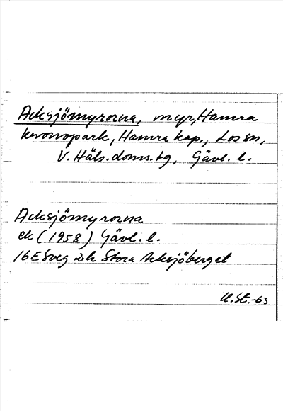 Bild på arkivkortet för arkivposten Acksjömyrorna