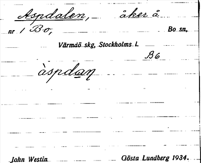 Bild på arkivkortet för arkivposten Aspdalen